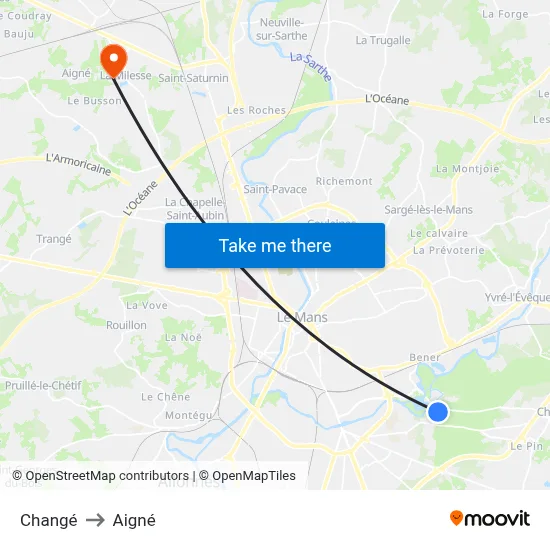 Changé to Aigné map