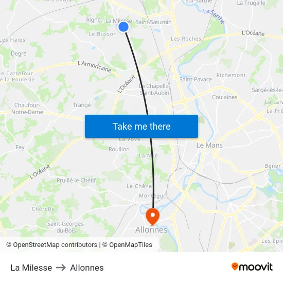 La Milesse to Allonnes map