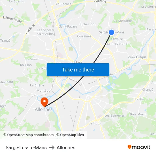 Sargé-Lès-Le-Mans to Allonnes map