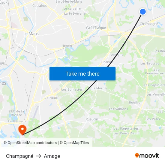 Champagné to Arnage map
