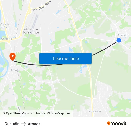 Ruaudin to Arnage map