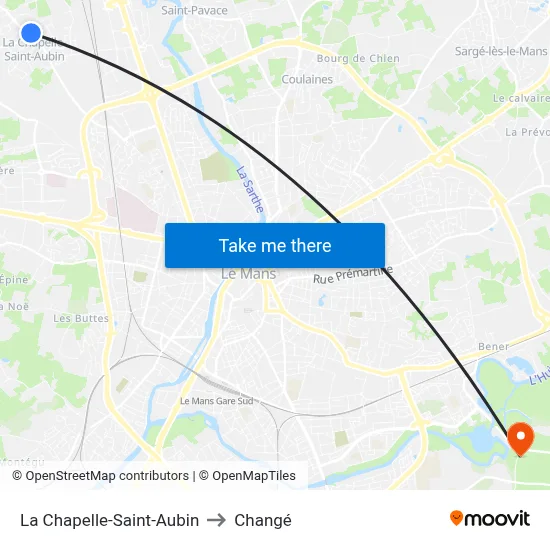 La Chapelle-Saint-Aubin to Changé map