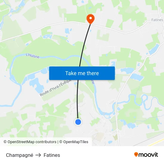 Champagné to Fatines map