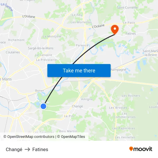 Changé to Fatines map