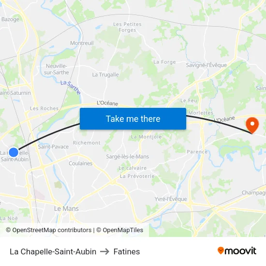 La Chapelle-Saint-Aubin to Fatines map