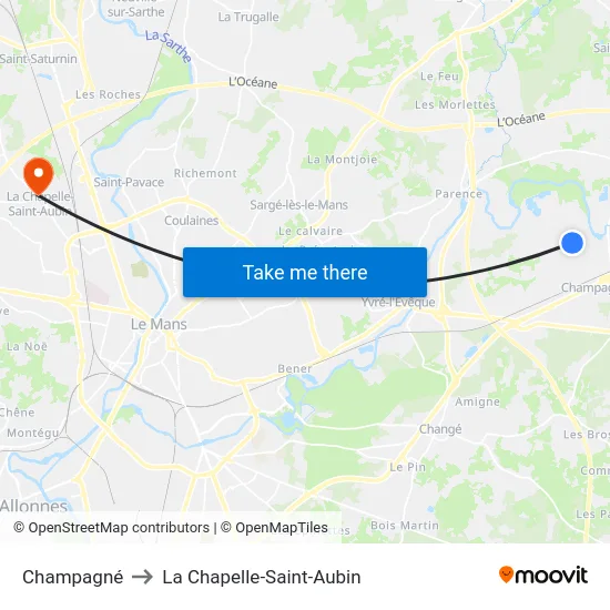 Champagné to La Chapelle-Saint-Aubin map