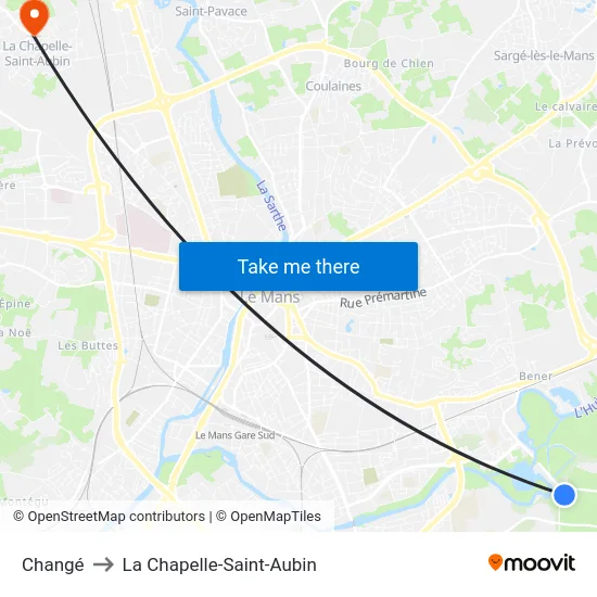 Changé to La Chapelle-Saint-Aubin map
