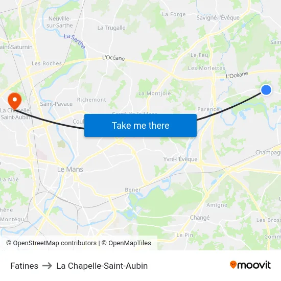 Fatines to La Chapelle-Saint-Aubin map