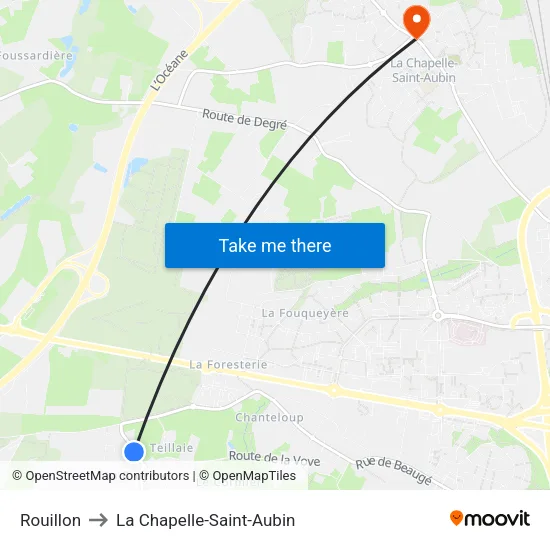 Rouillon to La Chapelle-Saint-Aubin map