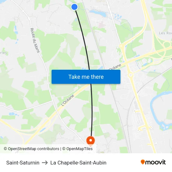 Saint-Saturnin to La Chapelle-Saint-Aubin map