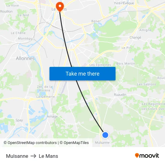 Mulsanne to Le Mans map