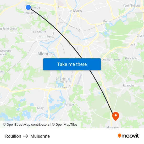 Rouillon to Mulsanne map