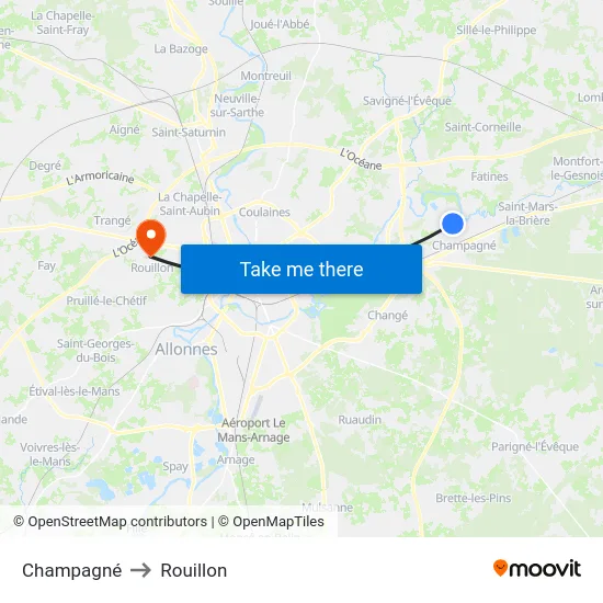 Champagné to Rouillon map