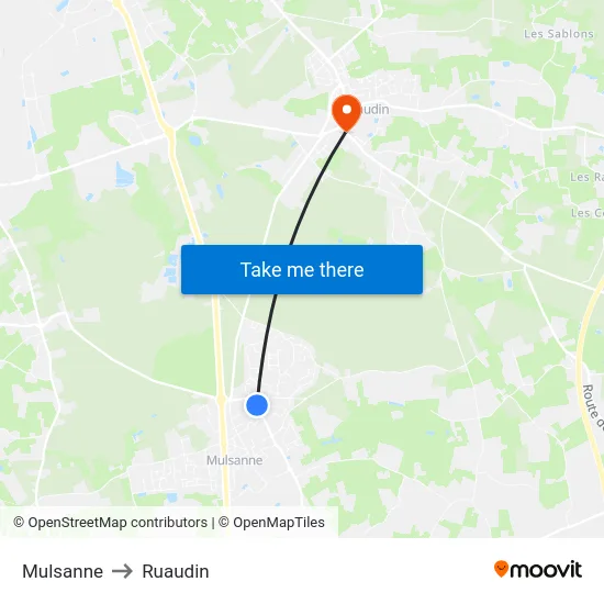 Mulsanne to Ruaudin map