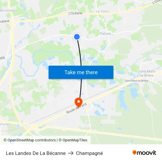 Les Landes De La Bécanne to Champagné map