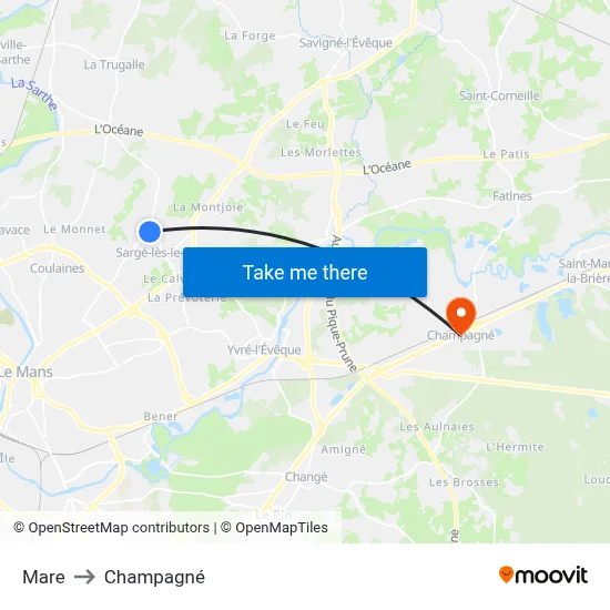 Mare to Champagné map