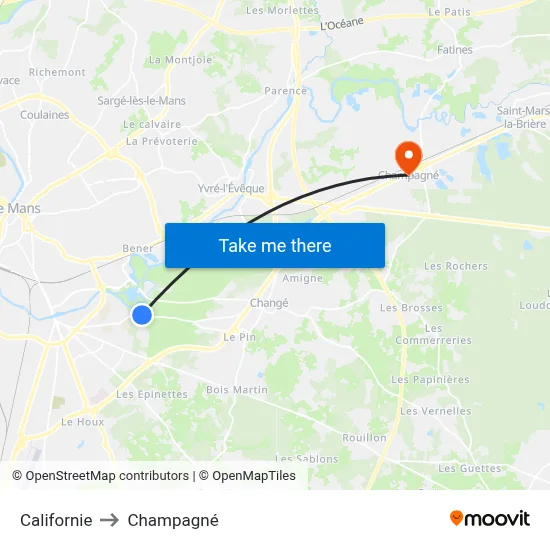 Californie to Champagné map