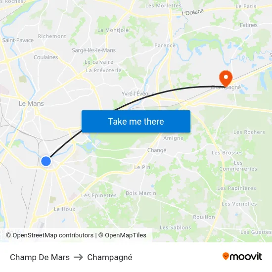 Champ De Mars to Champagné map