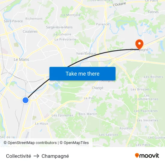 Collectivité to Champagné map