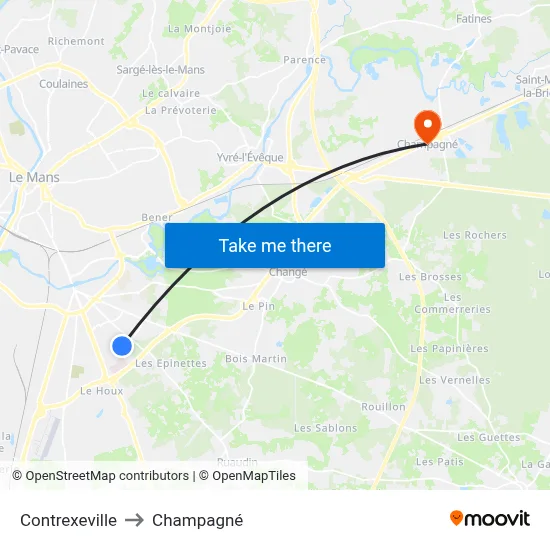 Contrexeville to Champagné map