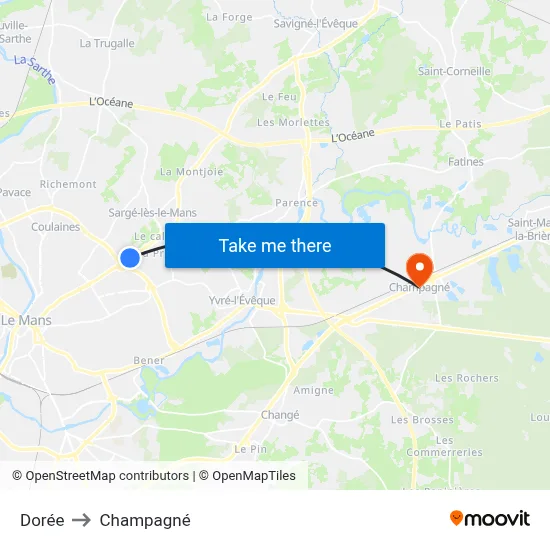 Dorée to Champagné map