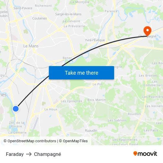 Faraday to Champagné map