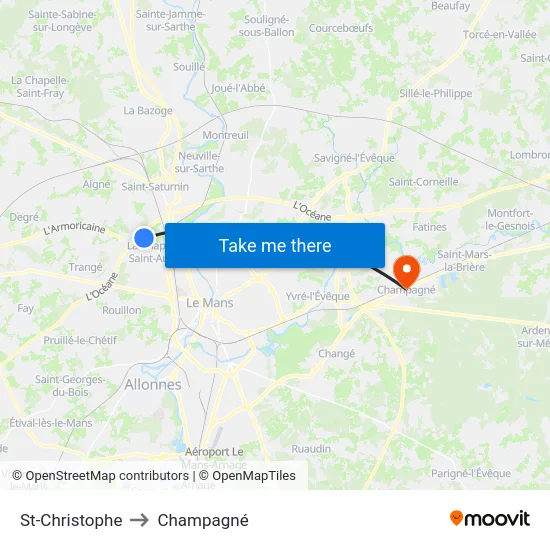 St-Christophe to Champagné map