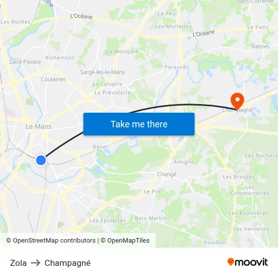 Zola to Champagné map