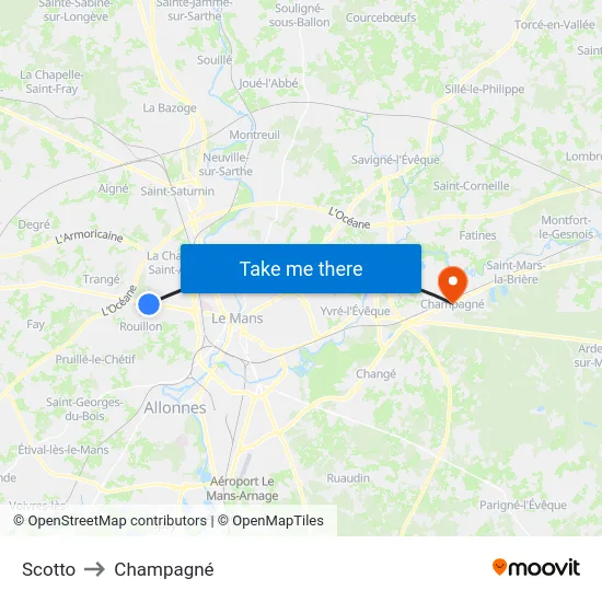 Scotto to Champagné map