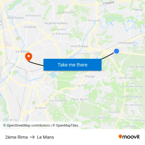 2ème Rima to Le Mans map