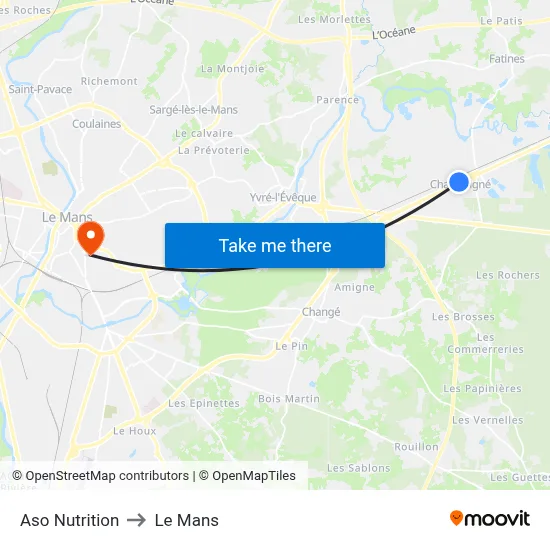Aso Nutrition to Le Mans map