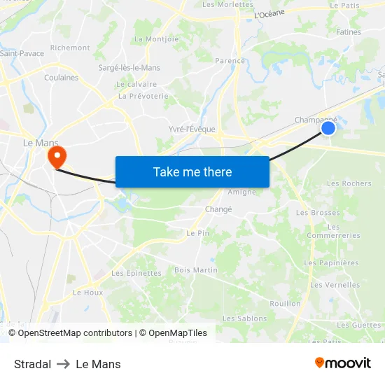 Stradal to Le Mans map