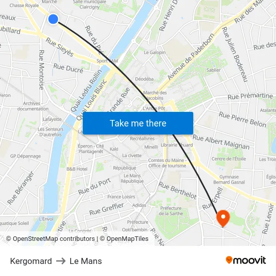 Kergomard to Le Mans map