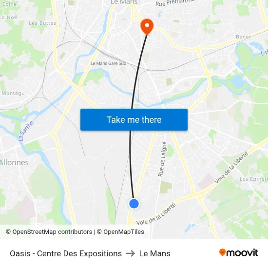 Oasis - Centre Des Expositions to Le Mans map