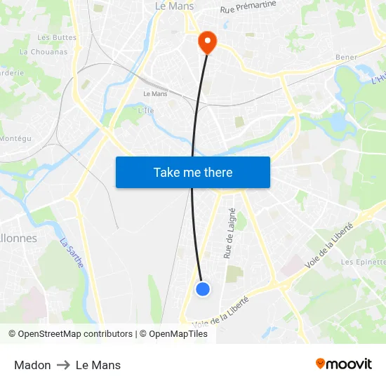 Madon to Le Mans map