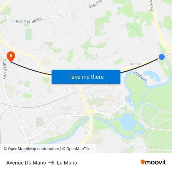 Avenue Du Mans to Le Mans map