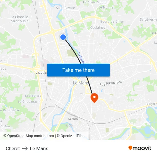 Cheret to Le Mans map