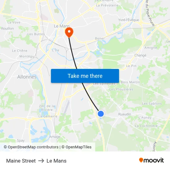 Maine Street to Le Mans map