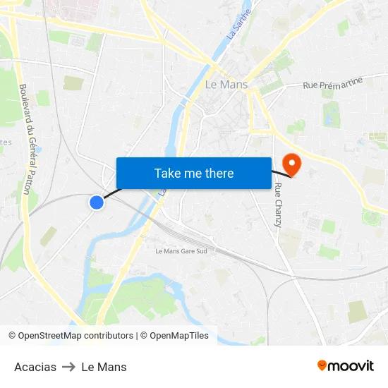 Acacias to Le Mans map