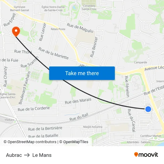 Aubrac to Le Mans map