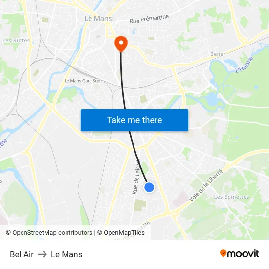 Bel Air to Le Mans map