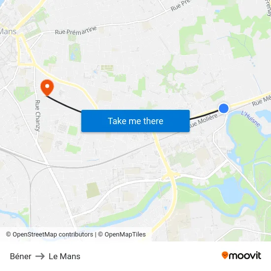 Béner to Le Mans map