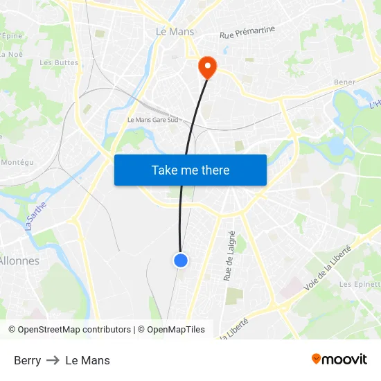 Berry to Le Mans map