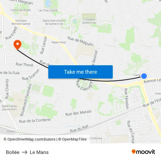 Bollée to Le Mans map