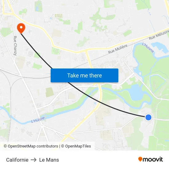 Californie to Le Mans map