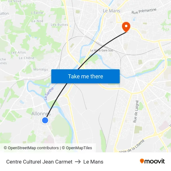 Centre Culturel Jean Carmet to Le Mans map