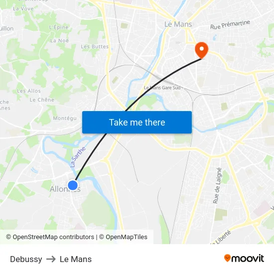 Debussy to Le Mans map