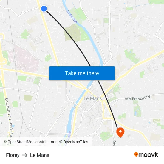 Florey to Le Mans map