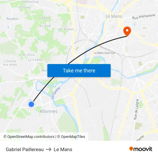 Gabriel Paillereau to Le Mans map