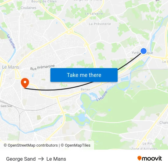 George Sand to Le Mans map